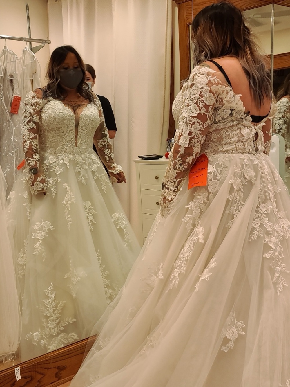 Nori Lee Ivory Lace Long Sleeve Ball Gown Wedding Dress